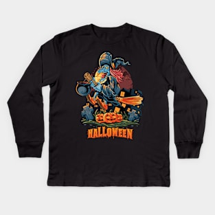 Scary witch - Halloween Kids Long Sleeve T-Shirt